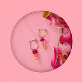 Accessorize London Women's Pink Raw Stone Mini Hoop Earring pink