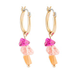 Accessorize London Women's Pink Raw Stone Mini Hoop Earring pink