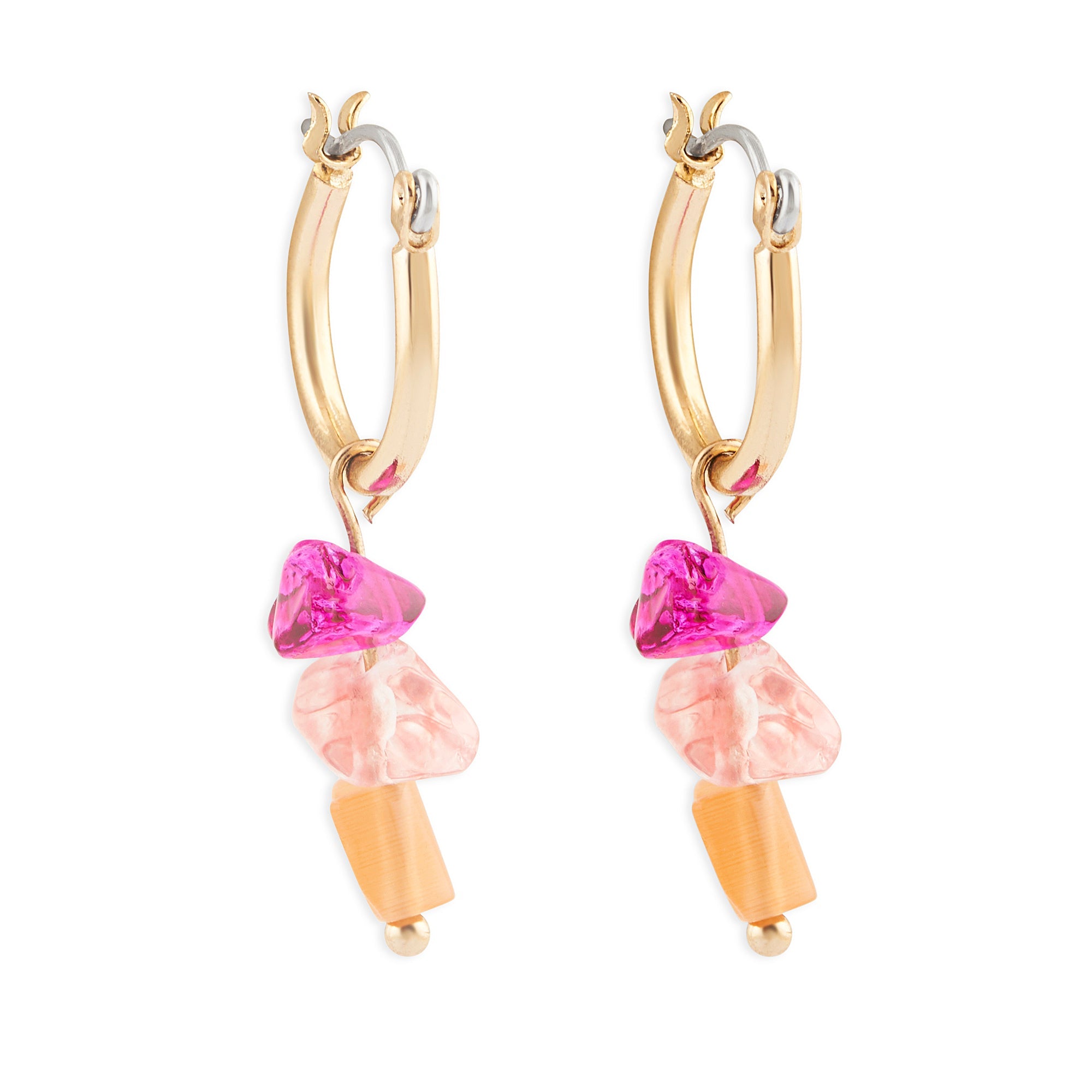 Accessorize London Women's Pink Raw Stone Mini Hoop Earring pink