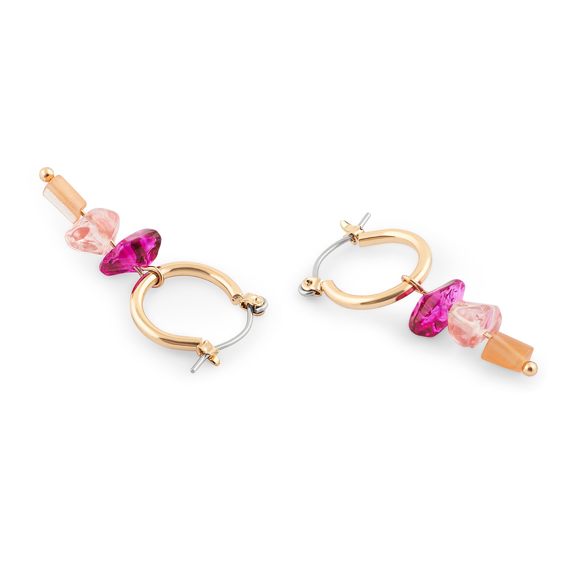 Accessorize London Women's Pink Raw Stone Mini Hoop Earring pink