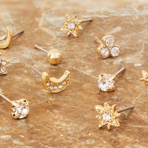 Accessorize London Women's Celestial Sparkle 10 Stud Earring Pack Crystal