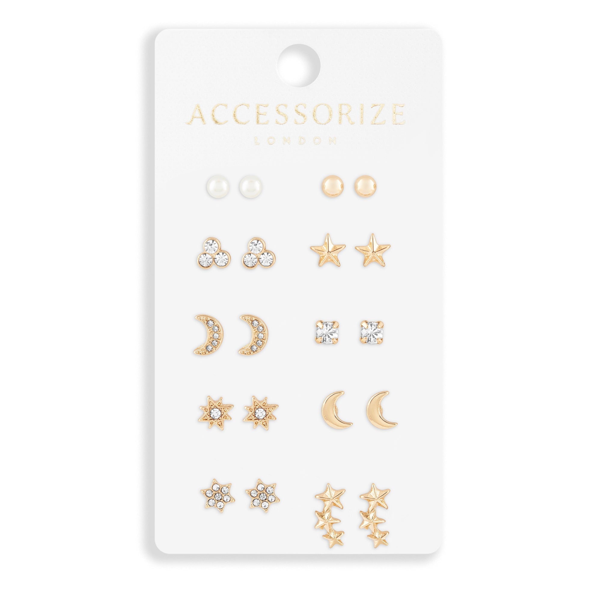 Accessorize London Women's Celestial Sparkle 10 Stud Earring Pack Crystal