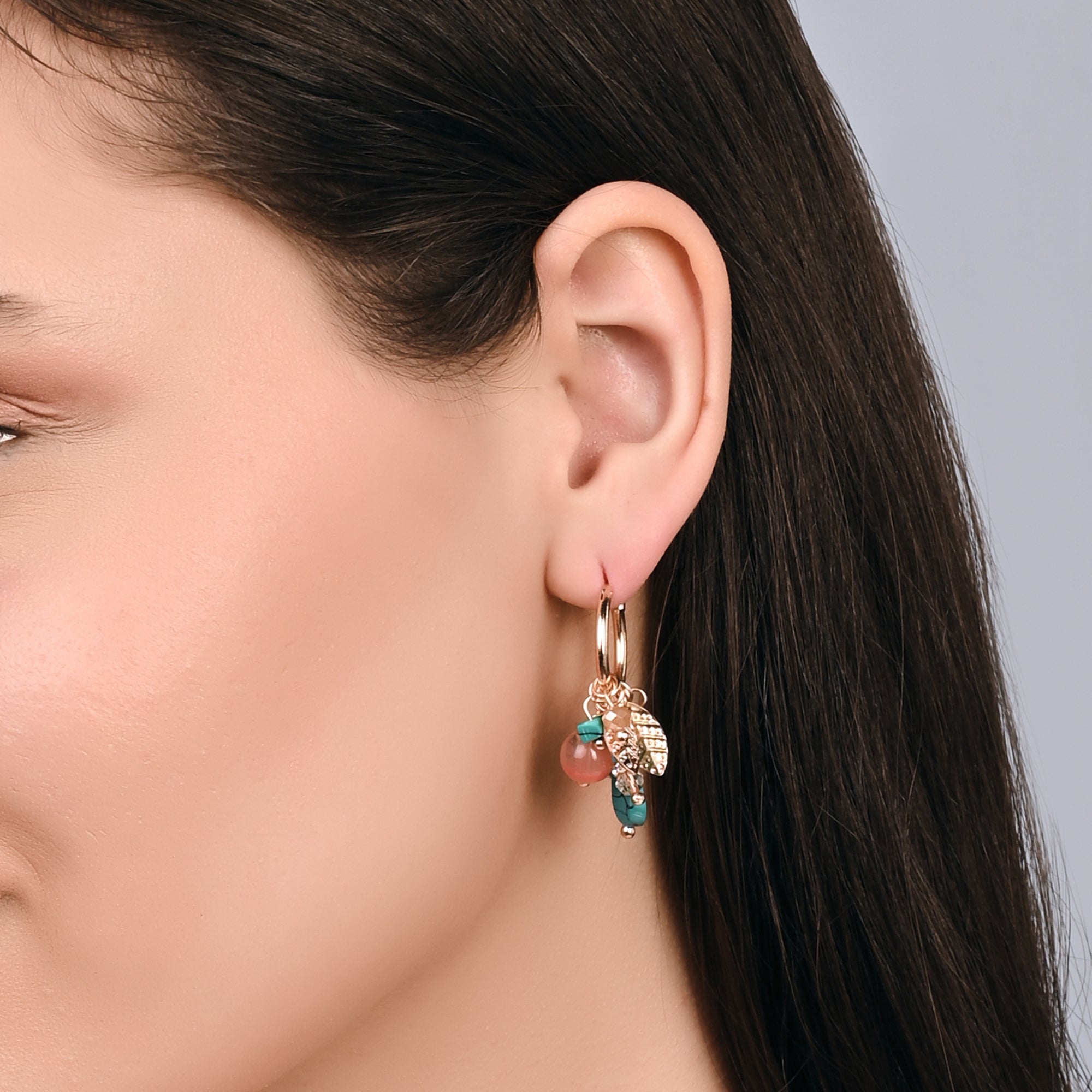 Accessorize London Women's Multi Beaded Pearl Leaf Hoop Earring