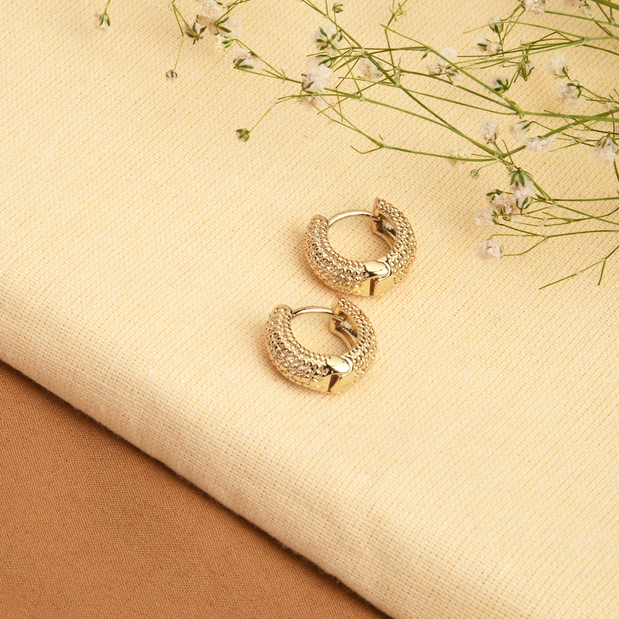 Accessorize London Women's Gold Mini Chunky Textured Hoop Earring