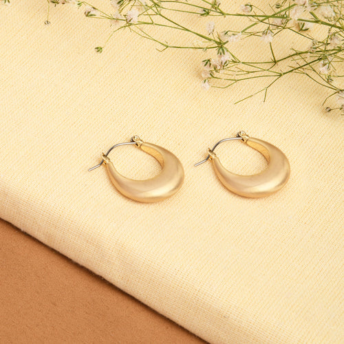 Accessorize London Women's Gold Chunky Brushed Metal Hoop Earring