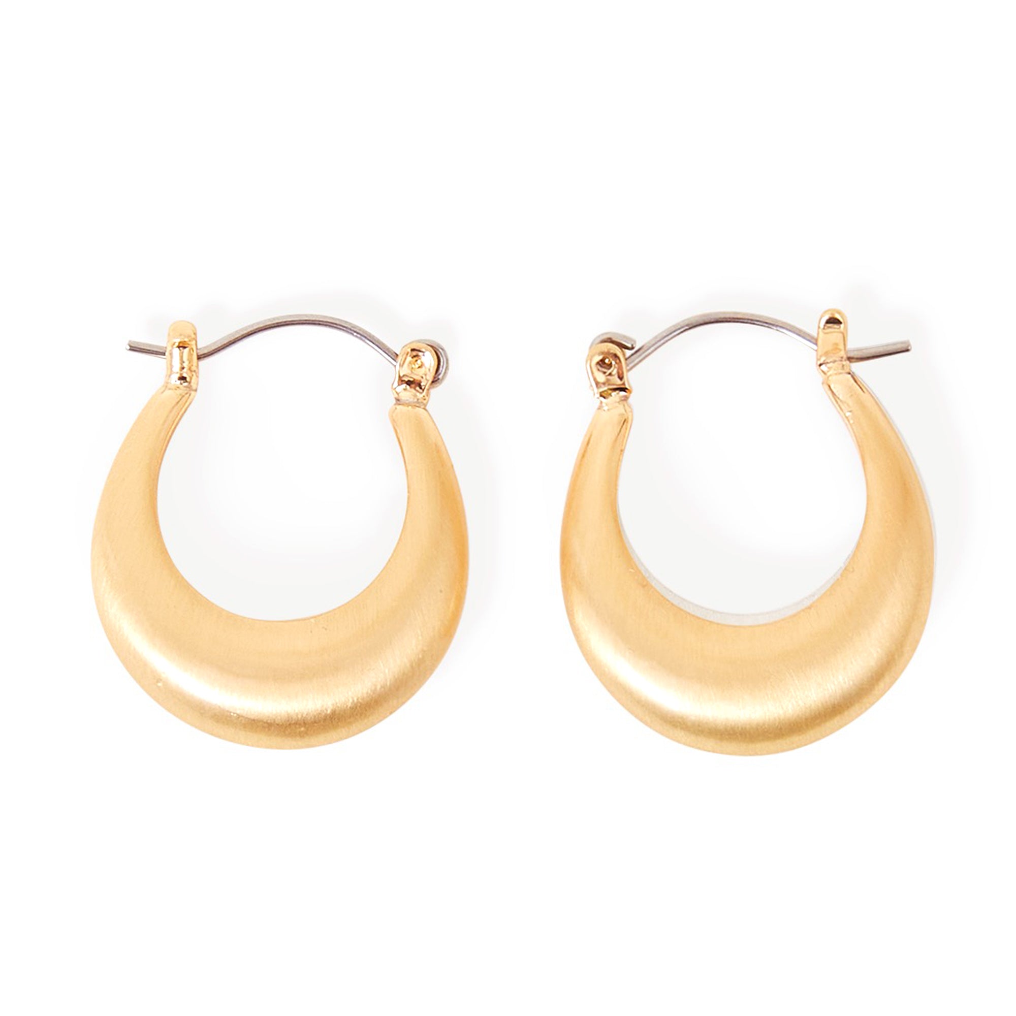 Accessorize London Women's Gold Chunky Brushed Metal Hoop Earring