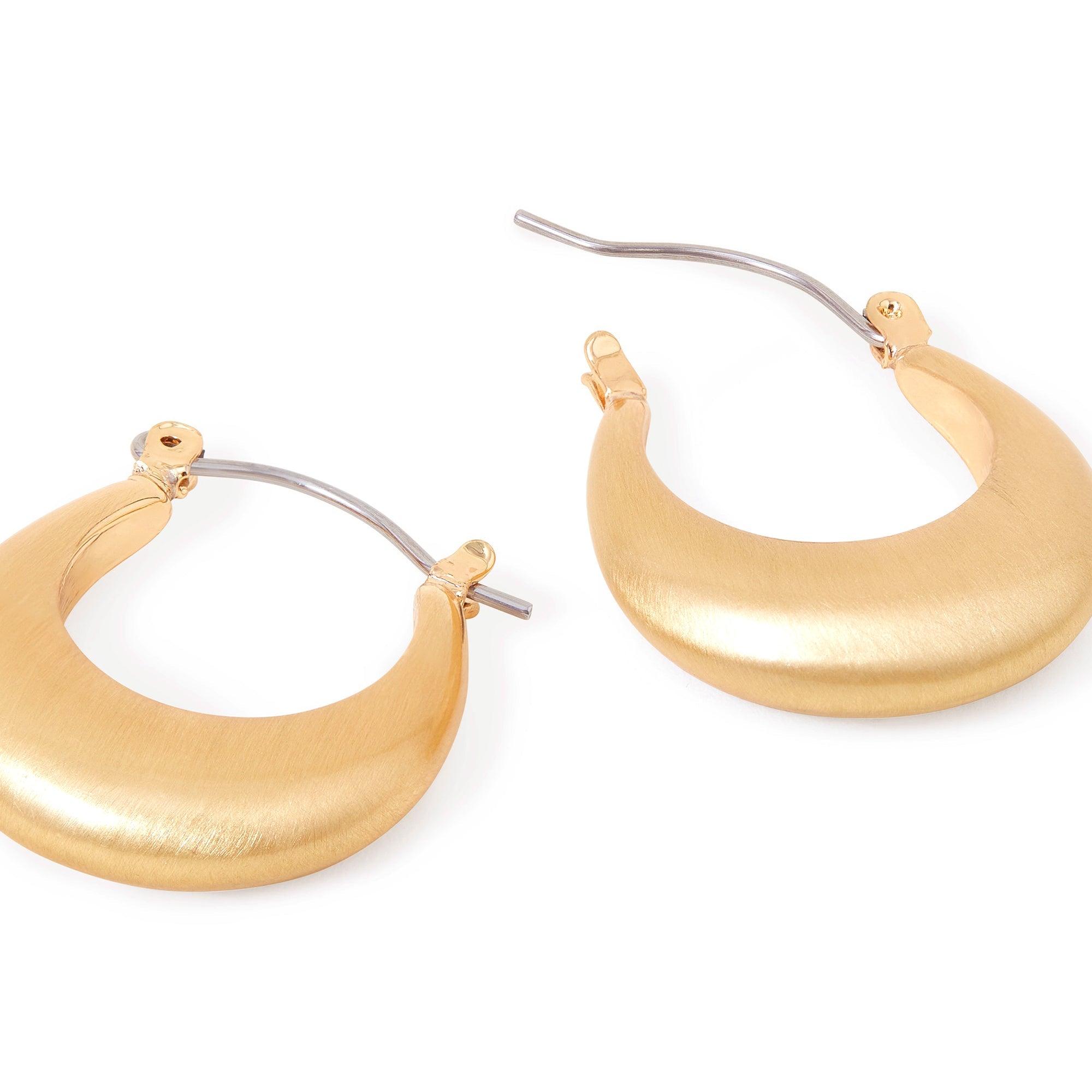 Accessorize London Women's Gold Chunky Brushed Metal Hoop Earring