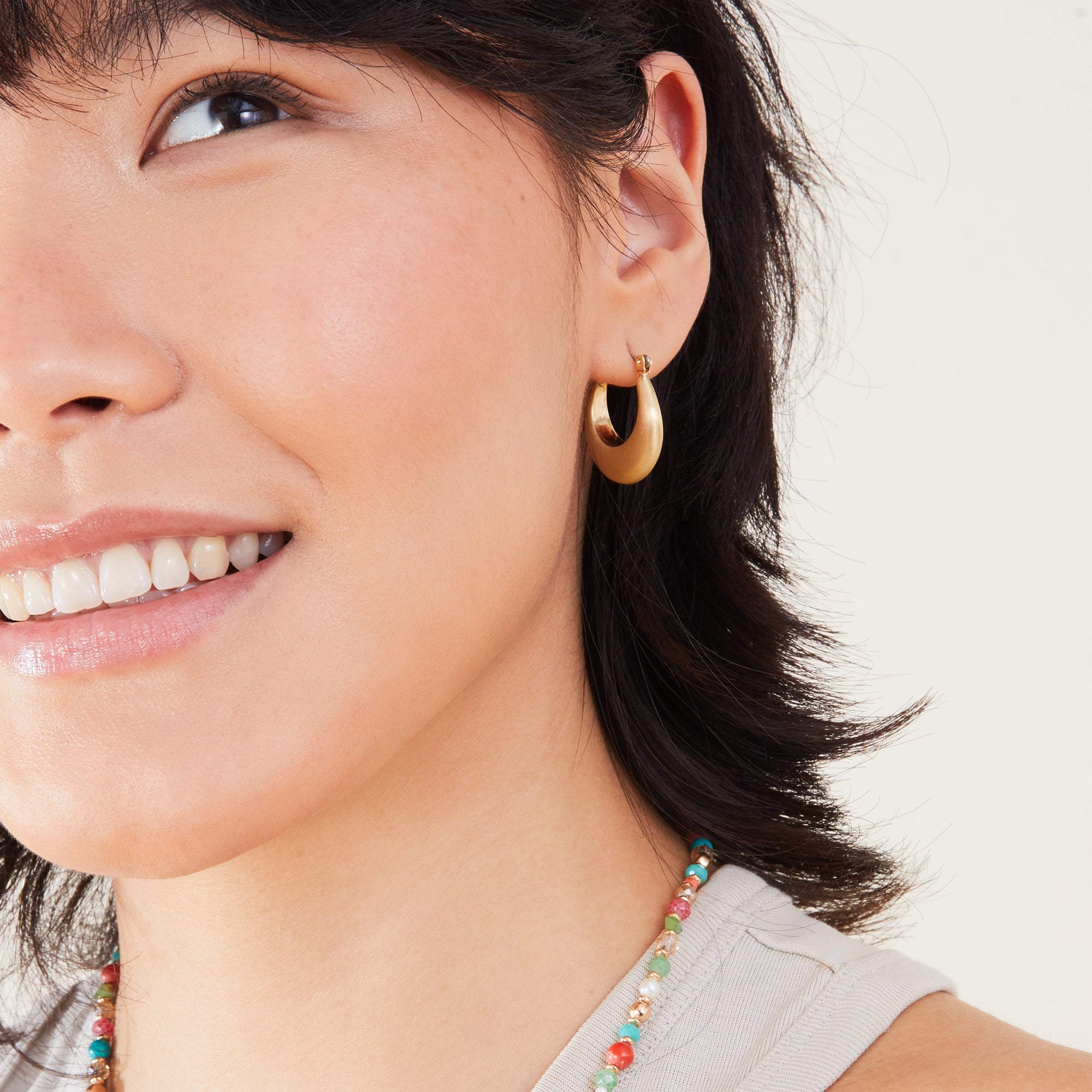 Accessorize London Women's Gold Chunky Brushed Metal Hoop Earring