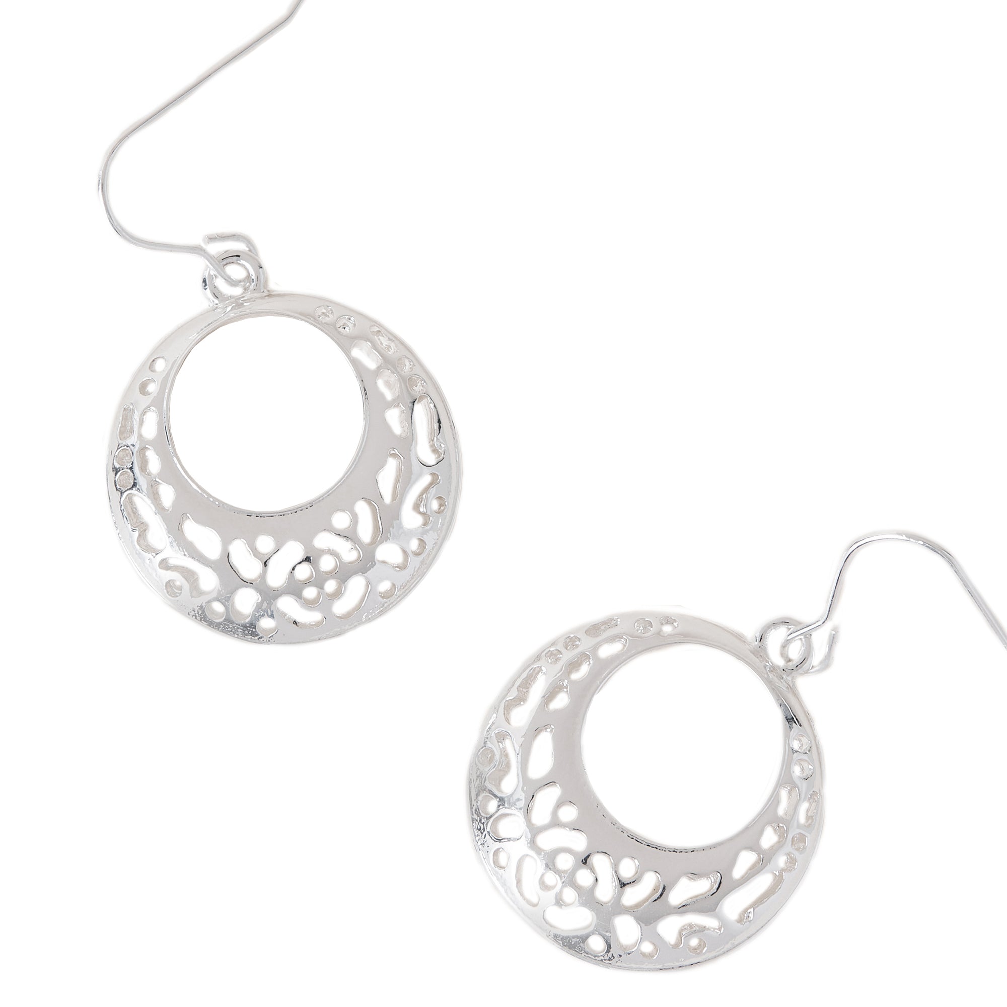 Buy Silver Round Studs with Silver Round Hanging Earrings - MH0238