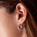 Accessorize London Women's Silver S Chunky Fan Hoop Earring