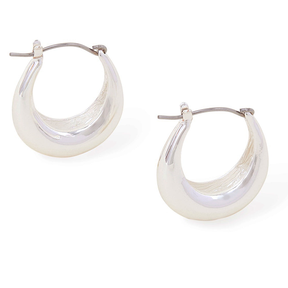 Accessorize London Women's Silver S Chunky Oval Hoop Earring