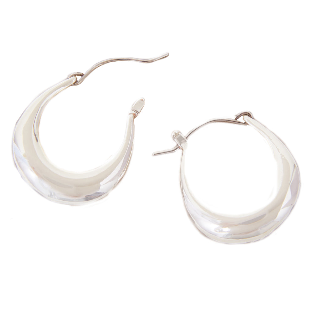 Accessorize London Women's Silver S Chunky Oval Hoop Earring