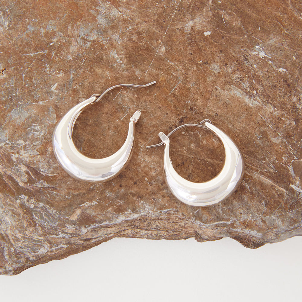 Accessorize London Women's Silver S Chunky Oval Hoop Earring