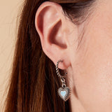 Accessorize London Women's Blue S Twisted Hoop Heart Drop Earring