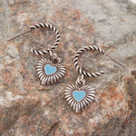 Accessorize London Women's Blue S Twisted Hoop Heart Drop Earring
