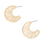 Accessorize London Women's Gold Cutout Crescent Hoop Earring