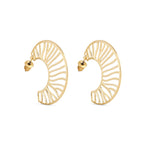 Accessorize London Women's Gold Cutout Crescent Hoop Earring