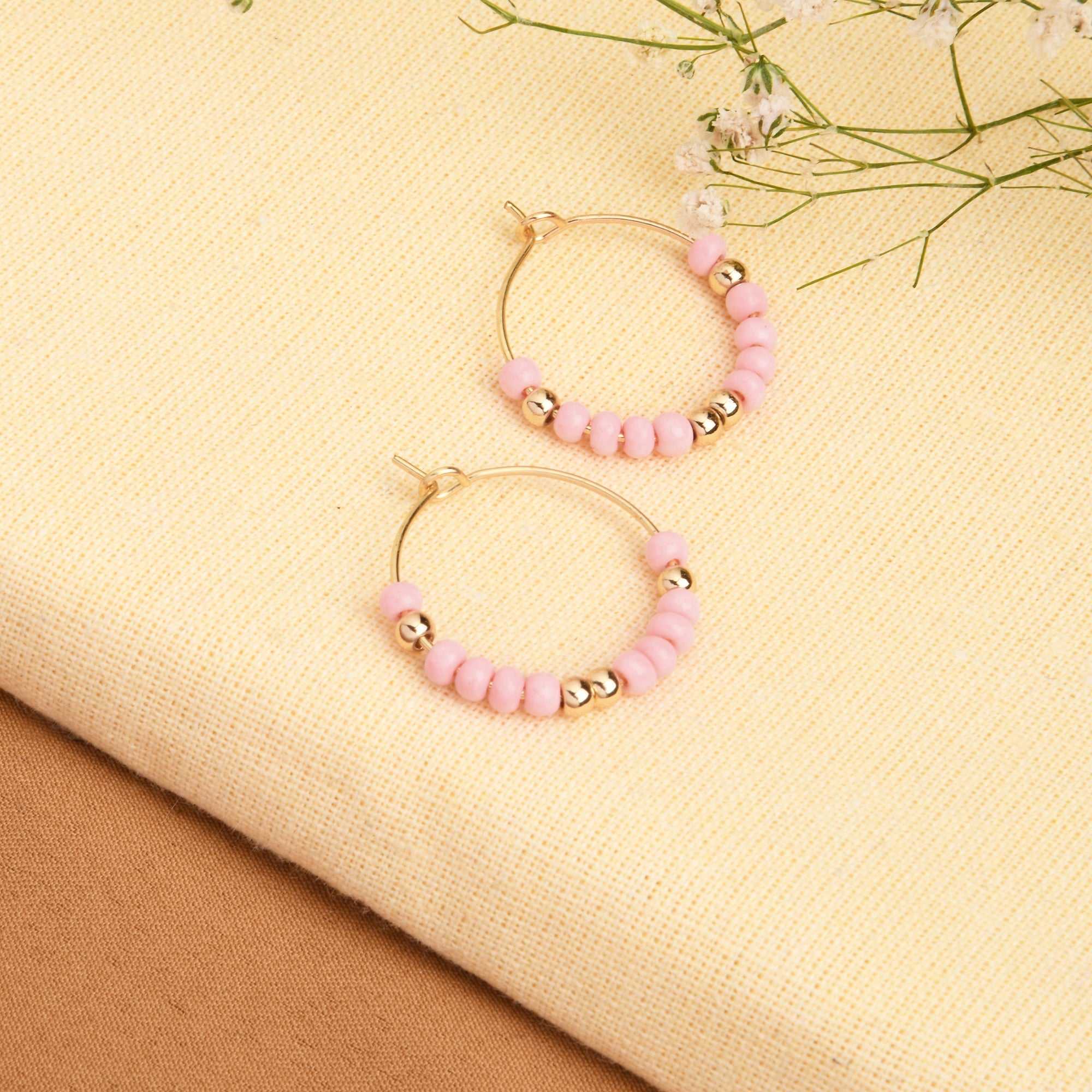Accessorize London Women's Pink Mini Beaded Hoop Earring