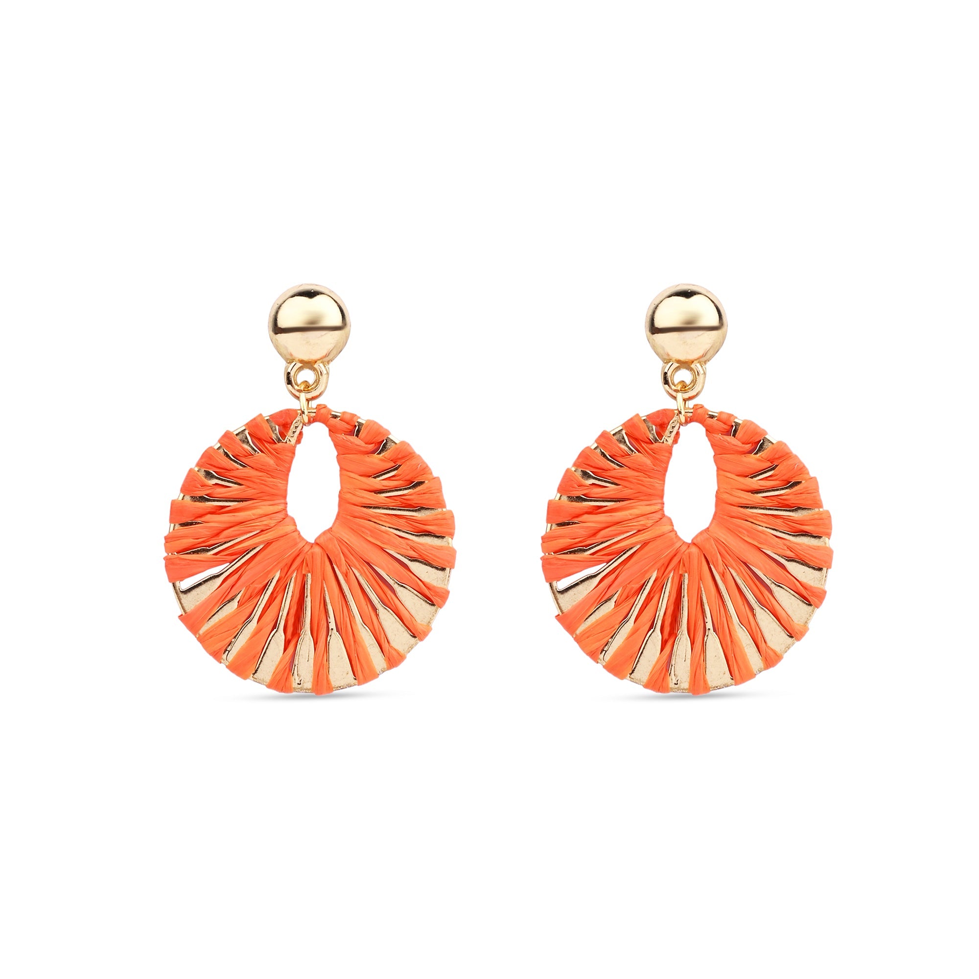 Accessorize London Women's Orange Raffia Overlay Hoop Earring