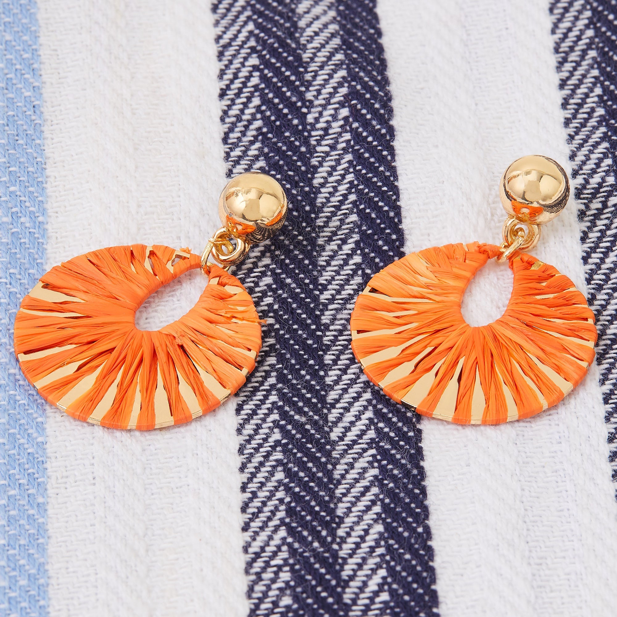 Accessorize London Women's Orange Raffia Overlay Hoop Earring
