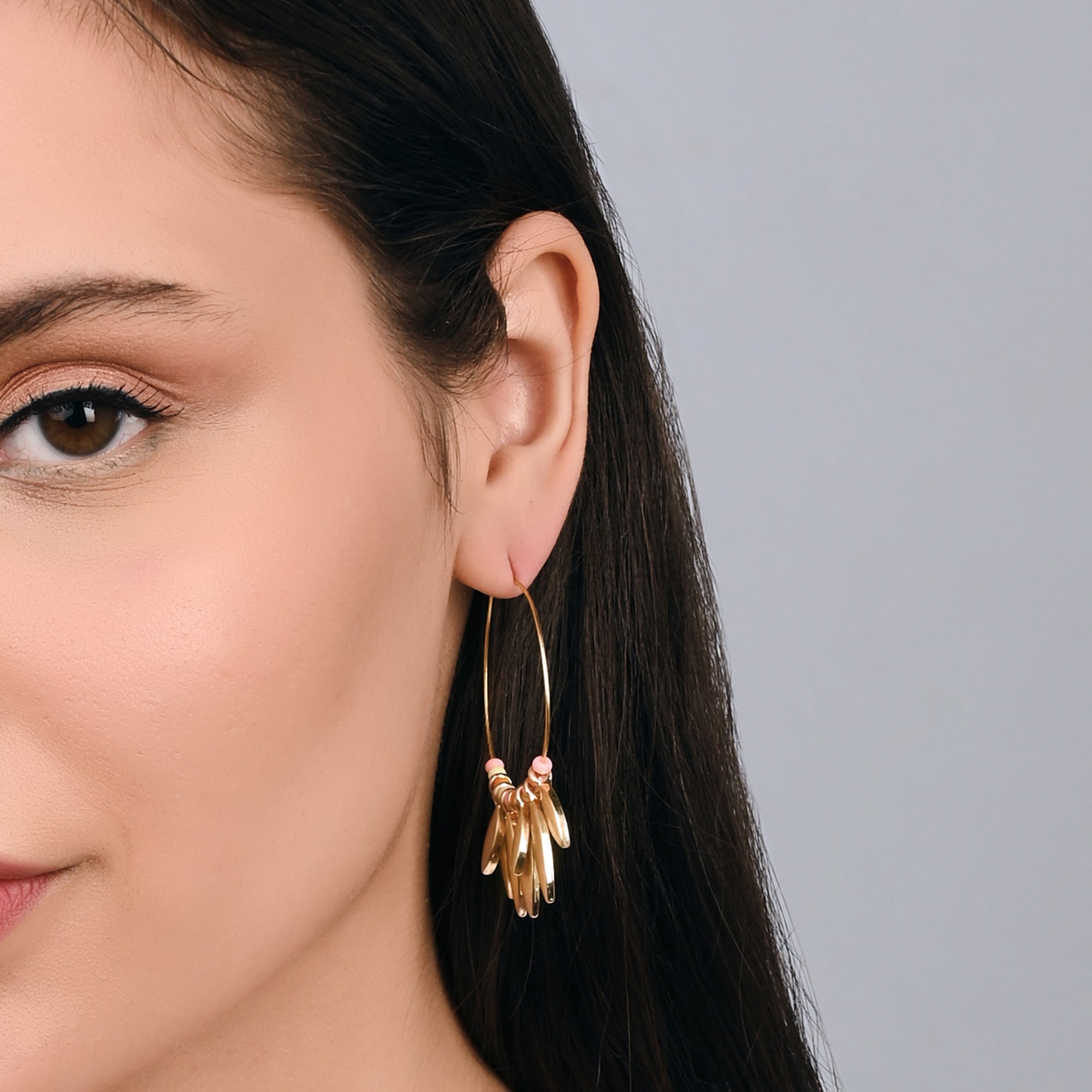 Accessorize London Women's Gold Brushed Leaf Statement Hoop Earring