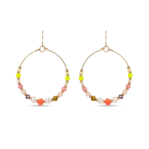 Accessorize London Women's Multi Neon Beaded Hoop Earring