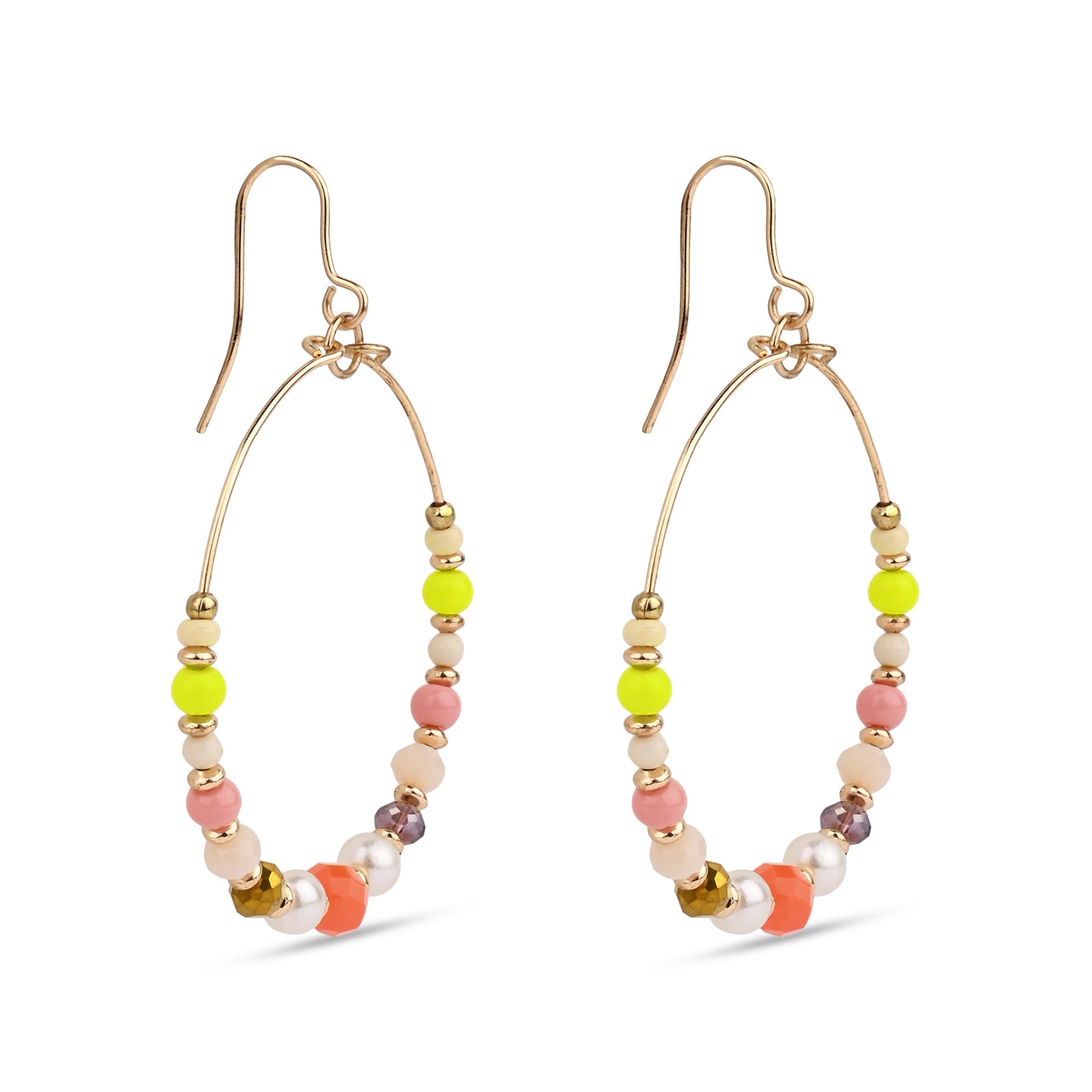 Accessorize London Women's Multi Neon Beaded Hoop Earring