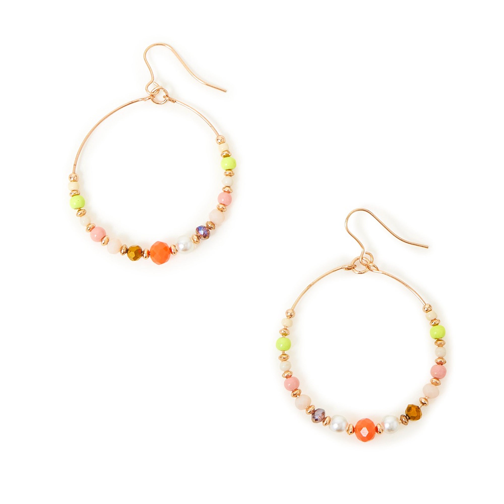 Accessorize London Women's Multi Neon Beaded Hoop Earring