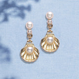 Pearl And Shell Short Drop Earrings