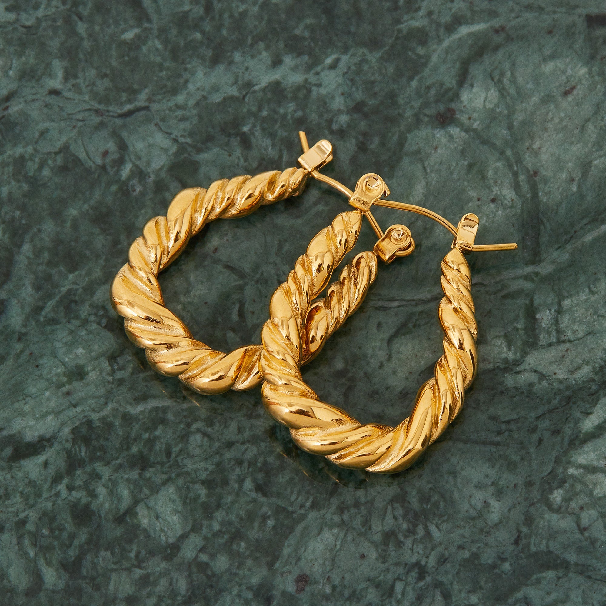 Accessorize London Women's Water Proof Gold Stainless Steel Croissant Oval Hoop Earrings