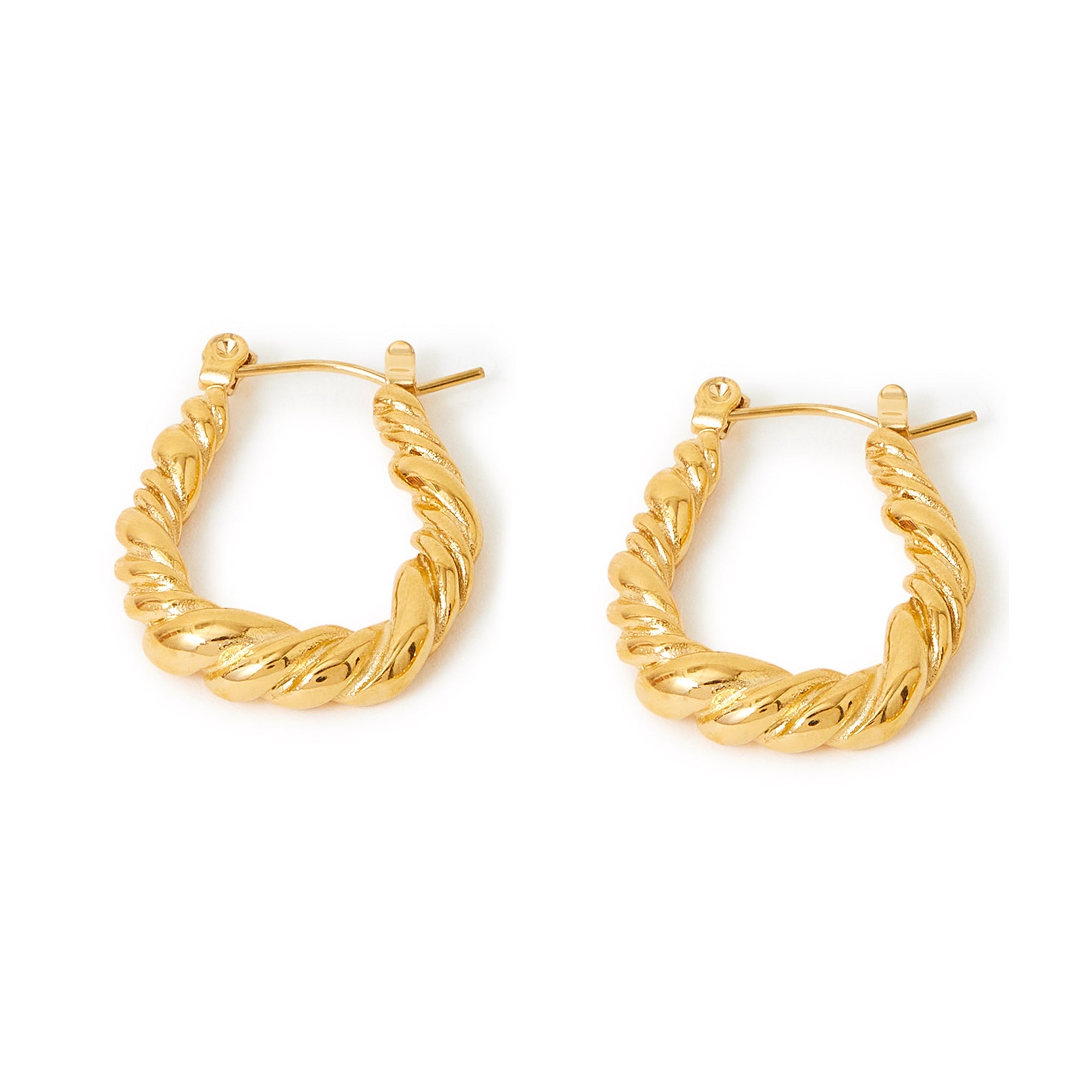 Accessorize London Women's Water Proof Gold Stainless Steel Croissant Oval Hoop Earrings
