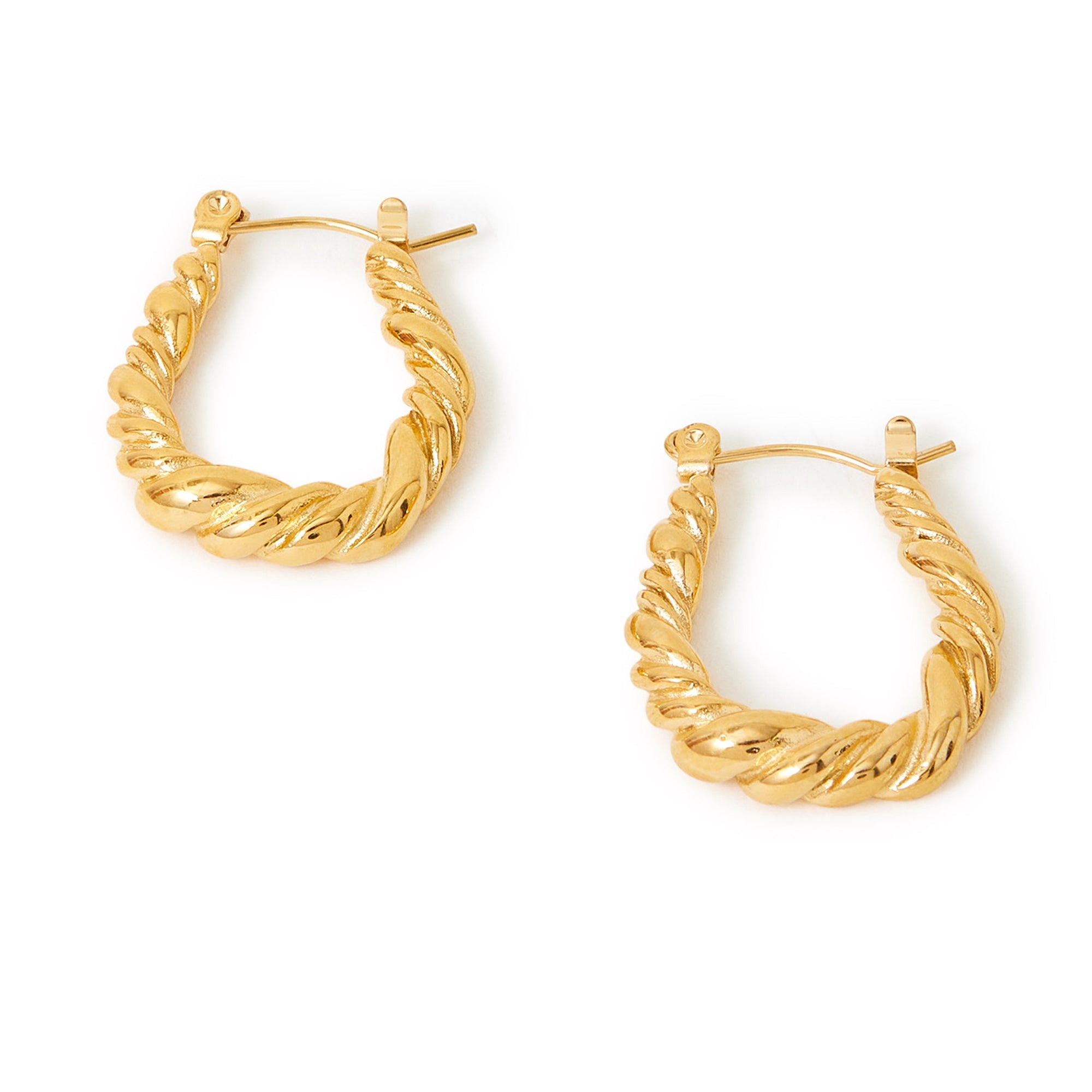Accessorize London Women's Water Proof Gold Stainless Steel Croissant Oval Hoop Earrings