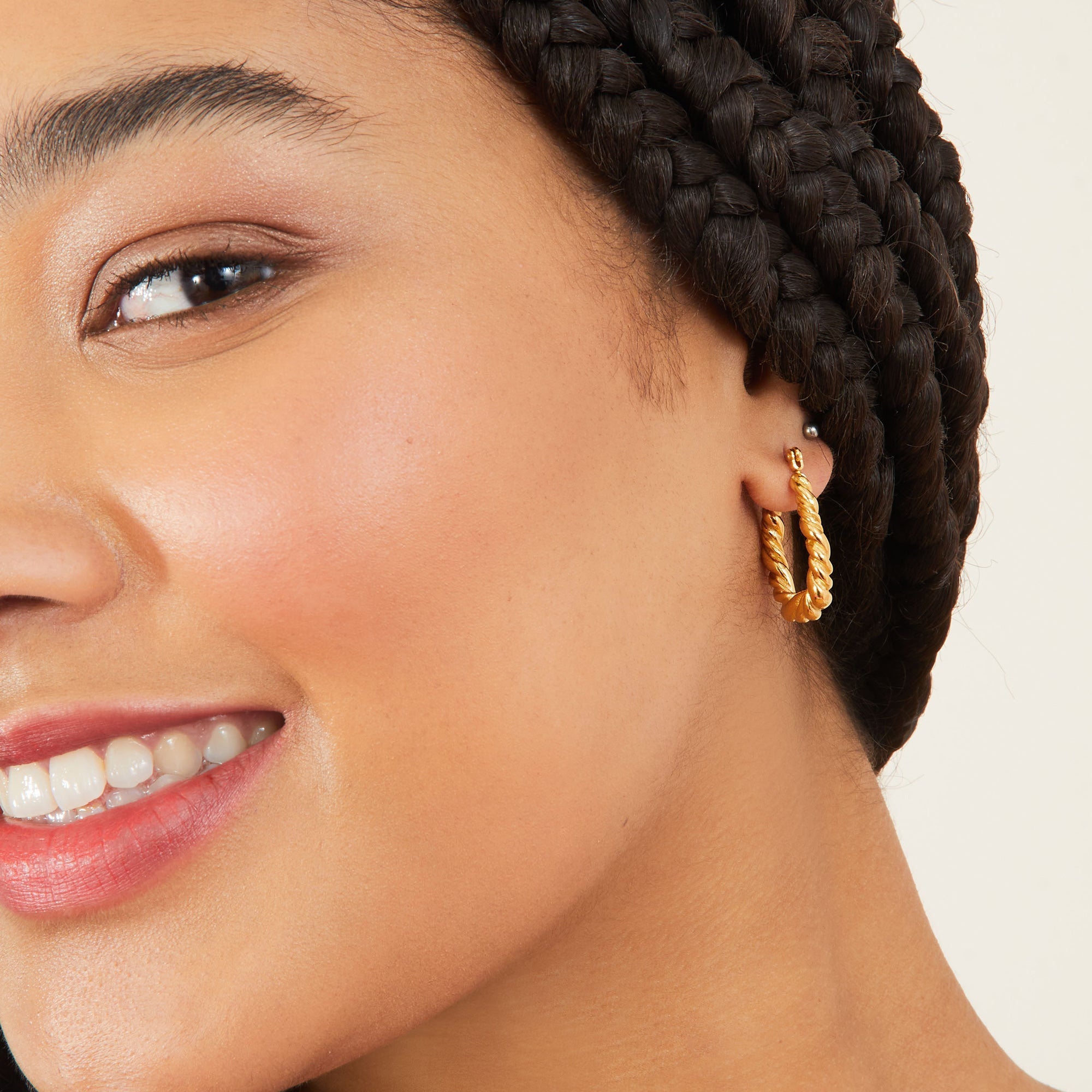 Accessorize London Women's Water Proof Gold Stainless Steel Croissant Oval Hoop Earrings