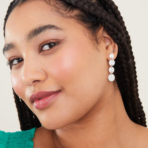 Accessorize London Women's Silver Hammered Metal Circle Drop Earring