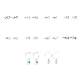 Accessorize London Women's Silver Set Of 10 Stud And Evil Eye Hoop Earring