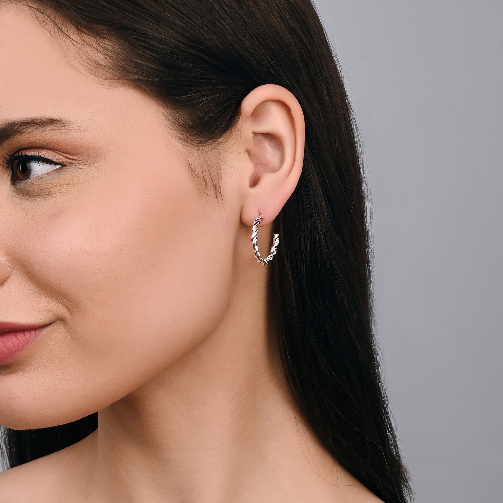 Accessorize London Women's Silver Croissant Twisted Hoop Earring
