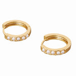 Real Gold Plated Pearl Z Faux Pearl Beaded Hoops Earring