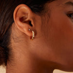 Real Gold Plated Pearl Z Faux Pearl Beaded Hoops Earring