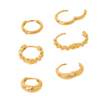 Real Gold Plated Gold Z 3 Bobble Graduated Width Hoop Earring Set