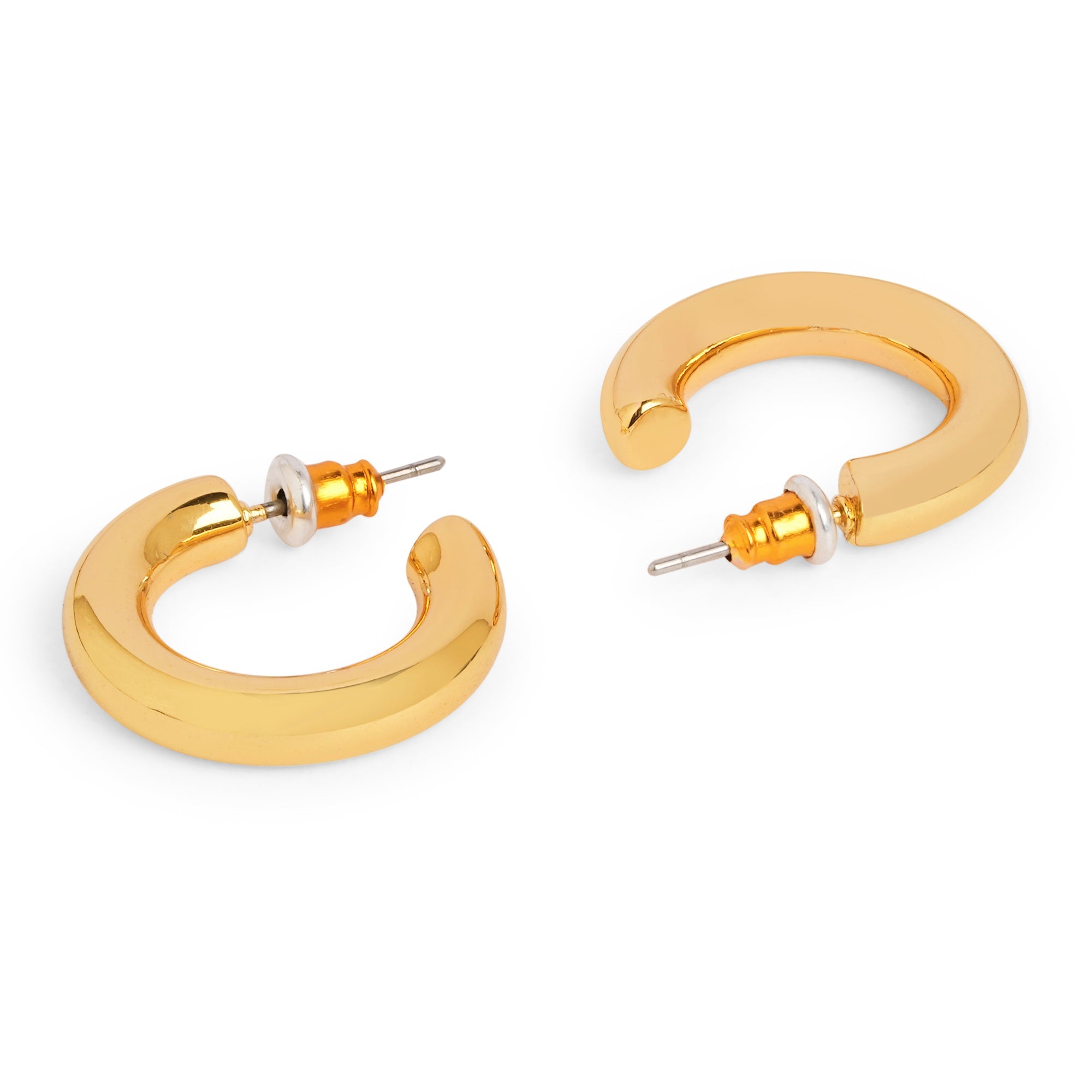 Real Gold Plated Gold Z Chunky Hoops Set Of 2