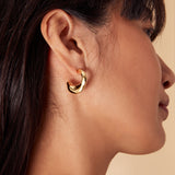 Real Gold Plated Gold Z Molten Hoop Earrings