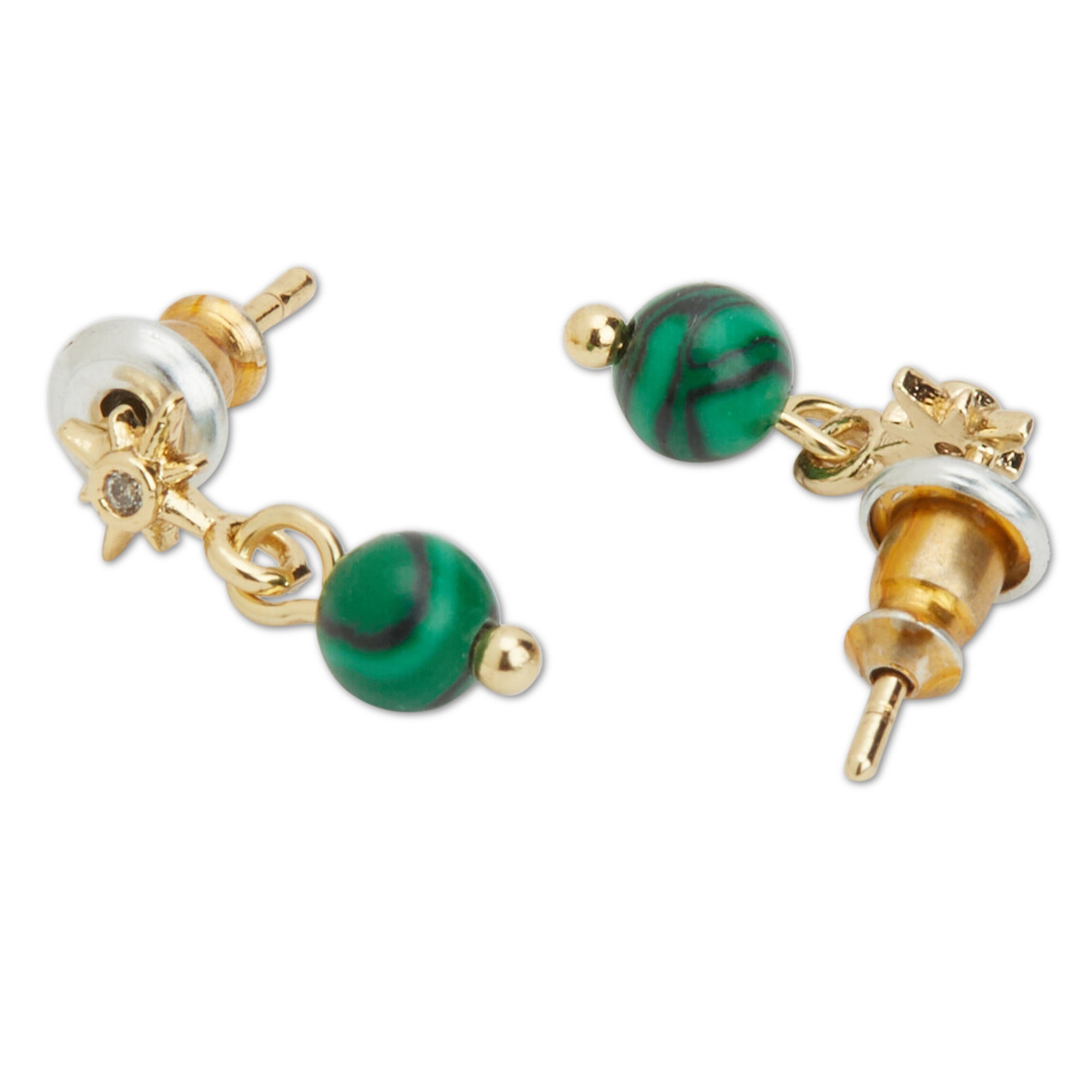 Real Gold Plated Green Z Modern Heirloom 6 Malachite Earring Set