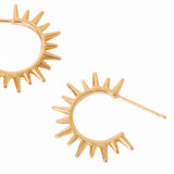 Real Gold Plated Gold Z Sun Spike Hoop Earrings