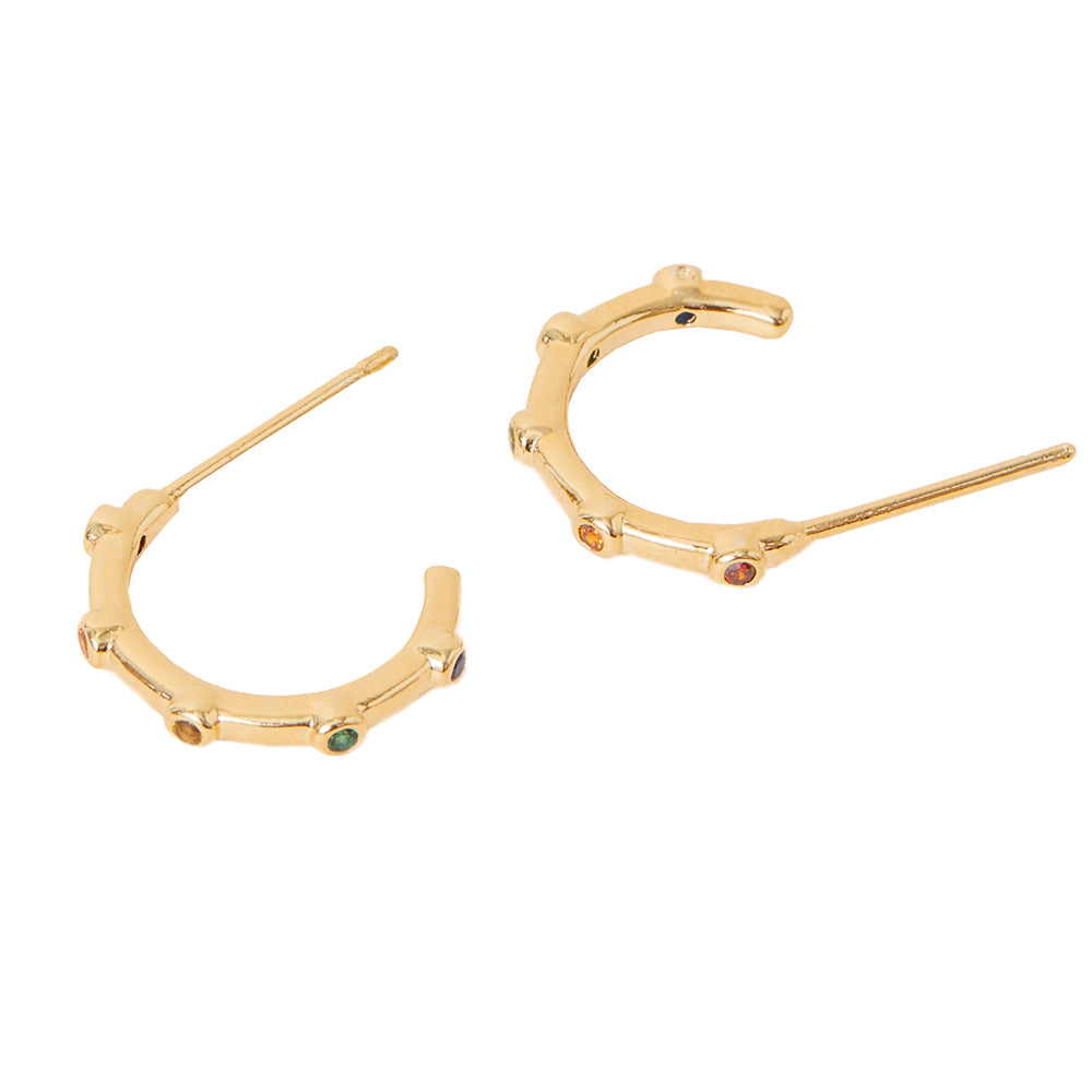 Real Gold Plated Multi Z Multi Station Hoops Earring