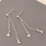 Real Gold Plated Silver Z Platinum Celestial Charm Drop Chain Earrings