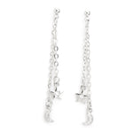 Real Gold Plated Silver Z Platinum Celestial Charm Drop Chain Earrings