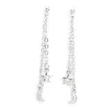 Real Gold Plated Silver Z Platinum Celestial Charm Drop Chain Earrings