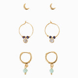 Real Gold Plated Blue Z 3 Sun Blue Earring Set