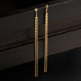 Real Gold Plated Gold Z Star Chain Long Drop Earrings