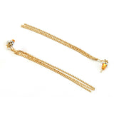 Real Gold Plated Gold Z Star Chain Long Drop Earrings